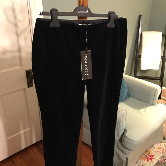 Beatrice B Deep Navy Velvet Valet Trousers sz 8 - Picture 4 of 8
